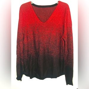 V-neck ombré red to black sweater L